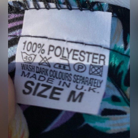 Vintage Floral Print Pleated Skirt Knee Length Midi Tropical Print Size M - Picture 6 of 7